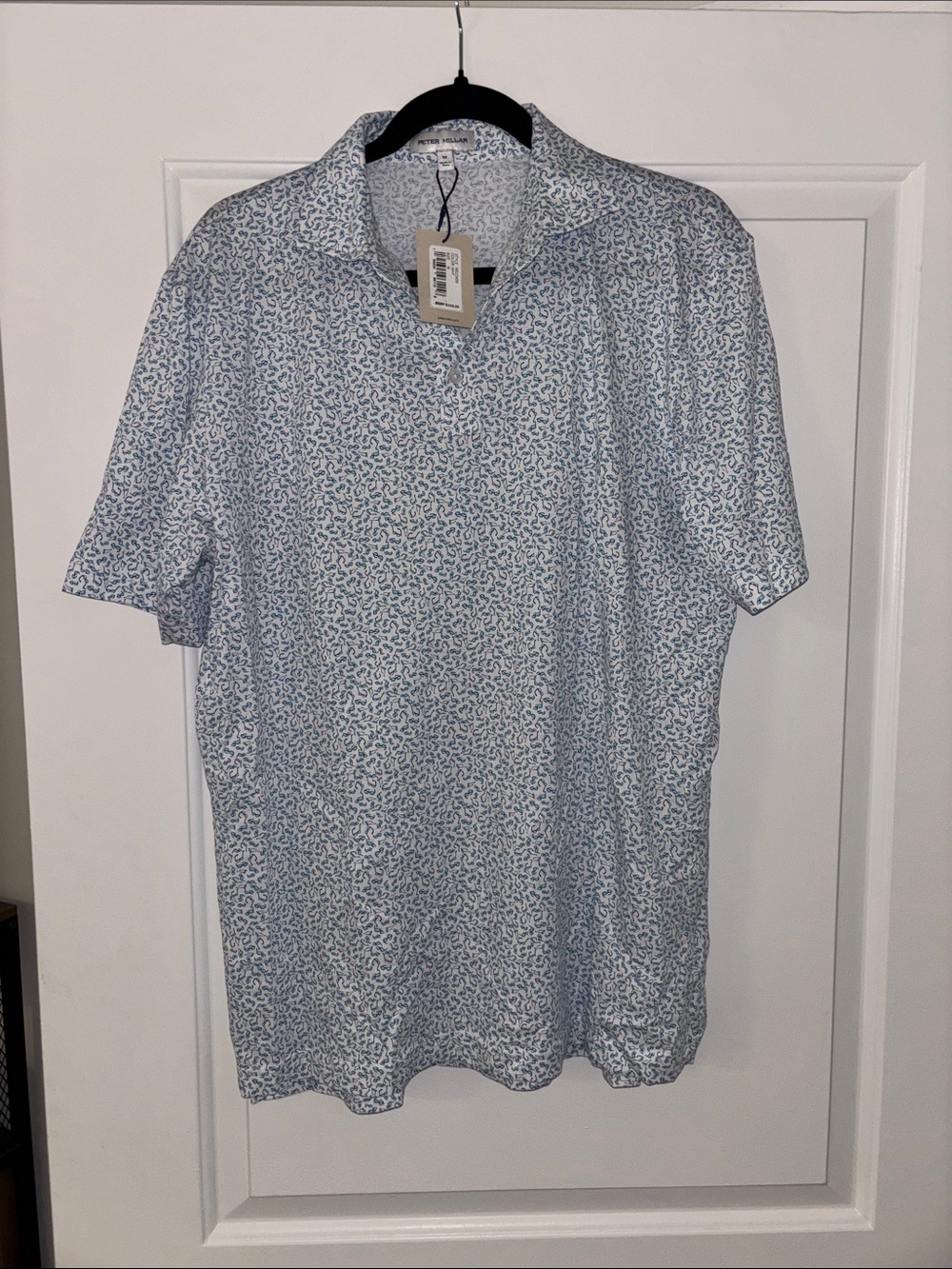 Peter Millar Light Blue Micro-Print Polo